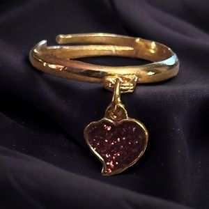 Vintage adjustable dangling heart ring